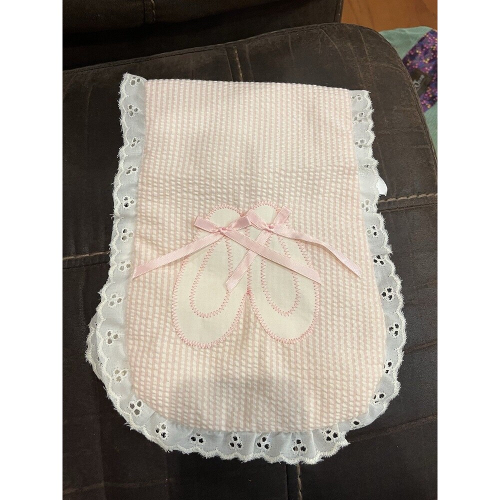 Vintage Cloth Burp Pads Seersucker Pink And White- Ballet Slippers
